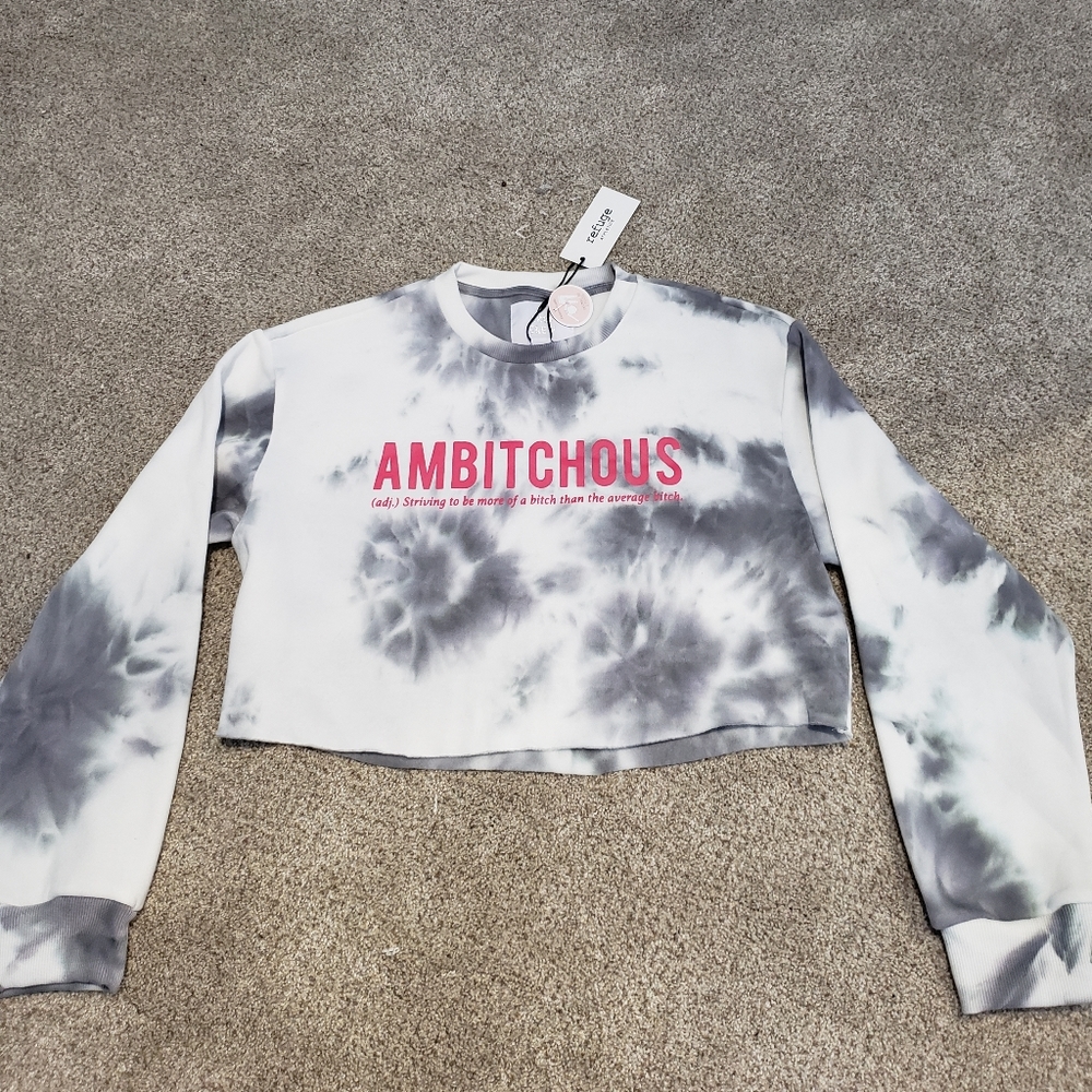 Grey and White Crop Top L